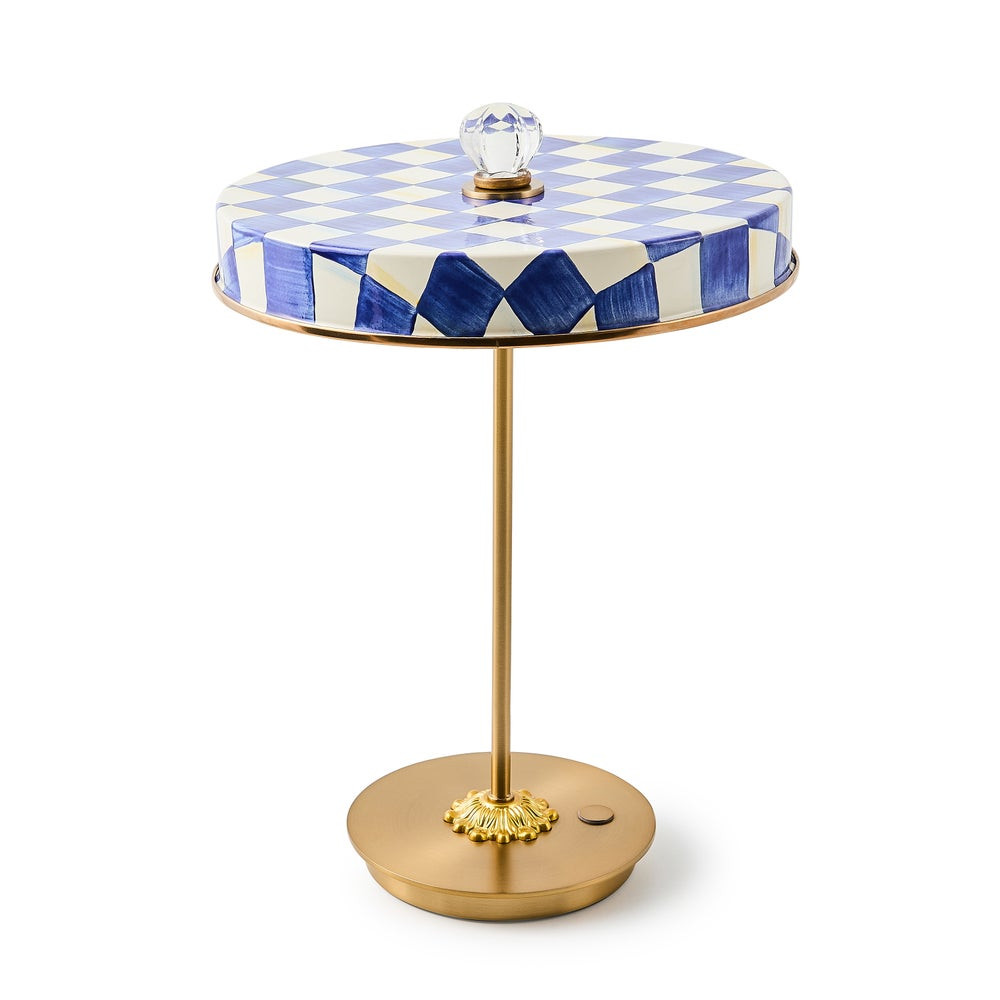Royal Check LED Rechargeable Disk Table Lamp | MacKenzie-Childs