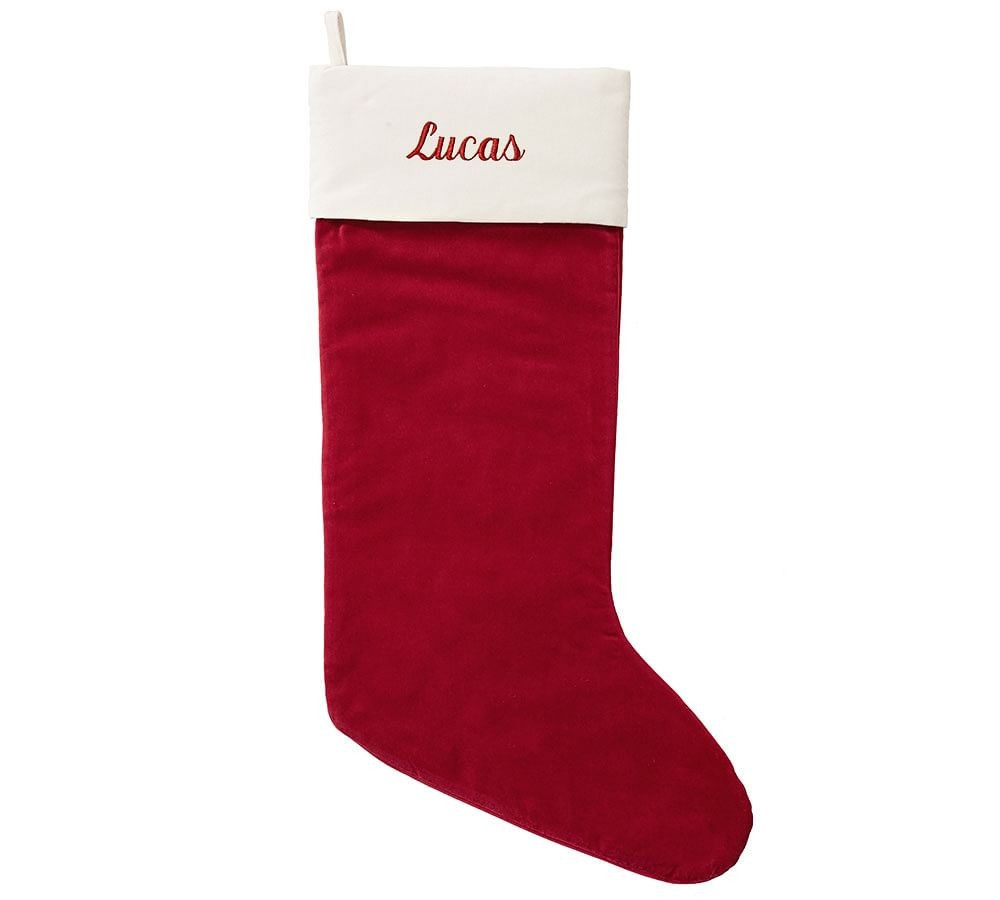 Classic Velvet Stockings - Red with Ivory Cuff | Pottery Barn (US)