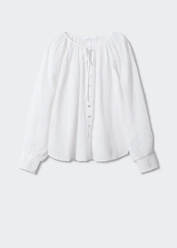 Buttoned textured blouse | MANGO (UK)