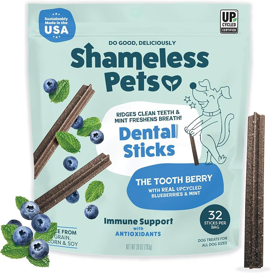 Shameless Pets Toothberry Dental Chews for Dogs – Natural Dog Dental Sticks for Fresh Breath, T... | Amazon (US)