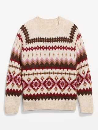 Fair Isle Cozy Shaker-Stitch Pullover Sweater for Women | Old Navy (US)