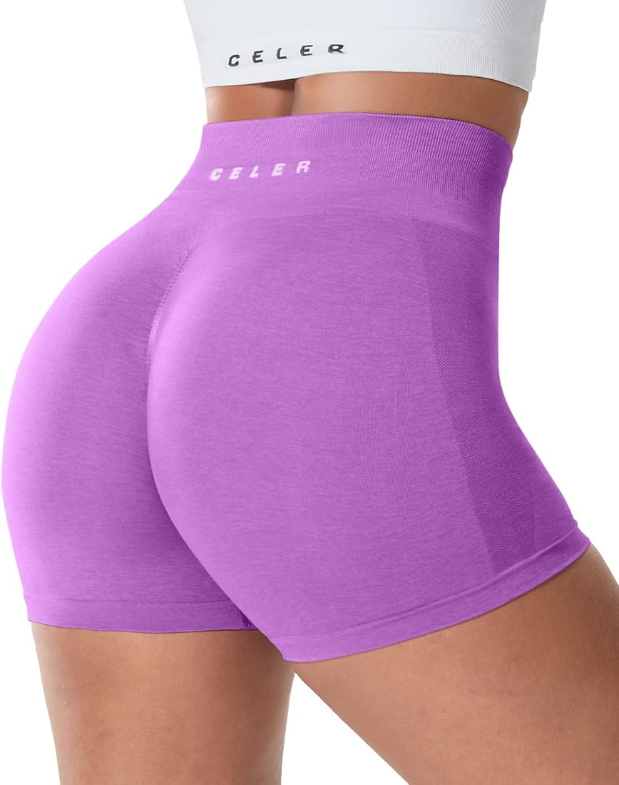 CELER Womens Workout Shorts Seamless Scrunch Butt Gym Shorts High Waisted Yoga Athletic Booty Shorts | Amazon (US)