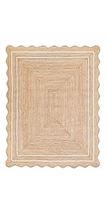 Weaving Village Scalloped Natural Jute Area Rug, Natural Base Off White Trim, 4x6 | Amazon (US)