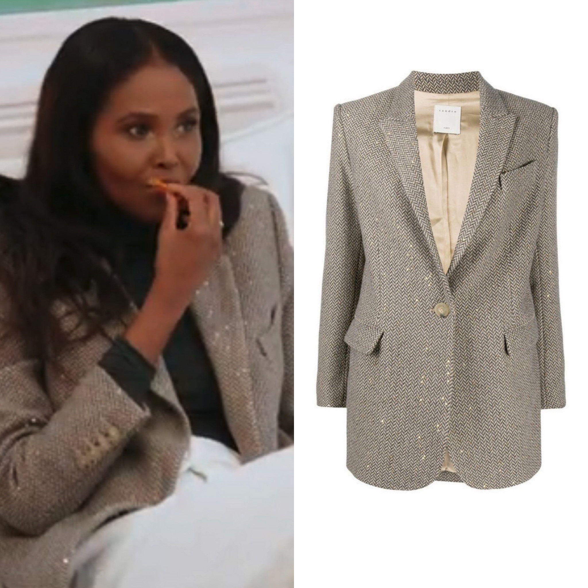 Ubah Hassan’s Sequin Embellished Jacket is Sold Out by Sandro Paris // Shop Similar 