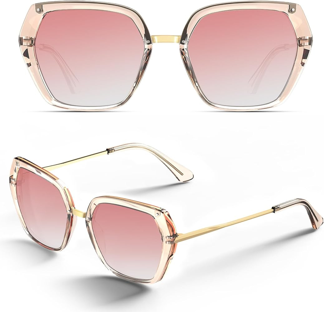 Trendy Polarized Sunglasses for Women Men Hexagonal Square Thick Frame Sun Glasses at Amazon Wome... | Amazon (US)