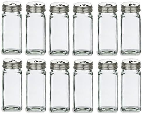 Nakpunar 12 pcs 4 oz French Square Glass Spice Jars with Stainless Steel Caps - Shaker Fitmens an... | Amazon (US)