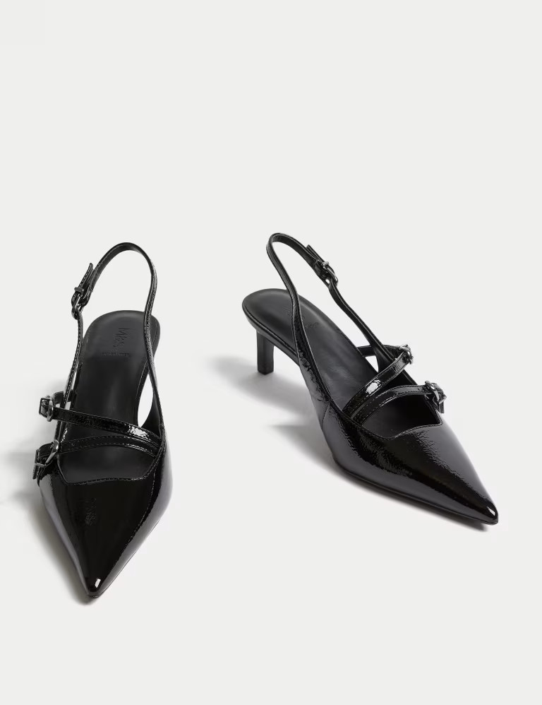 Leather Buckle Kitten Heel Slingbacks | Marks & Spencer (UK)