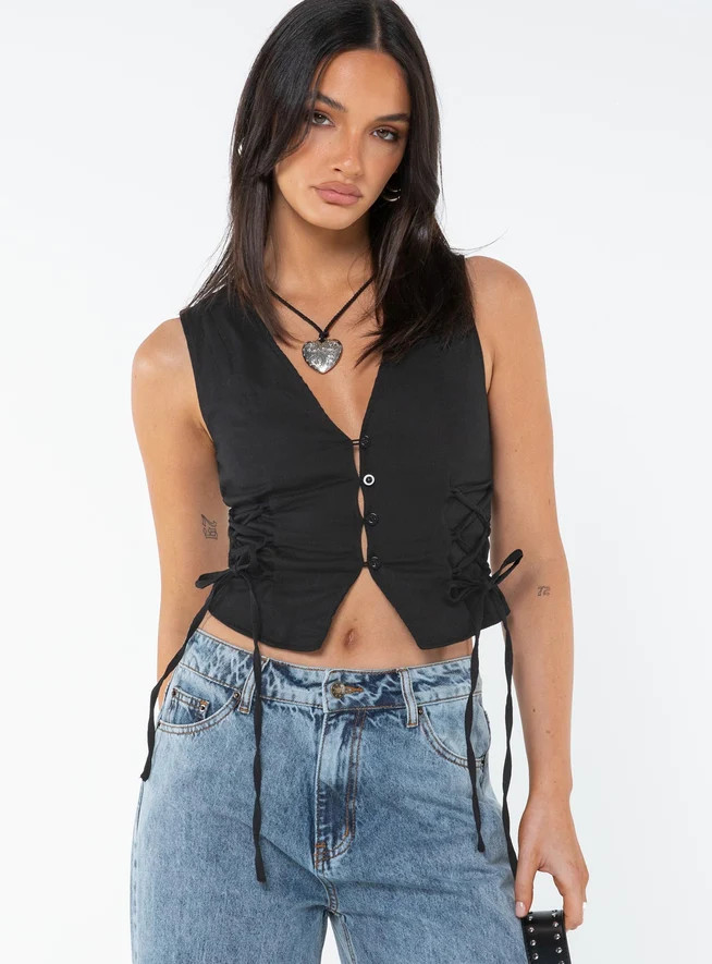 Stavia Vest Top Black | Princess Polly US