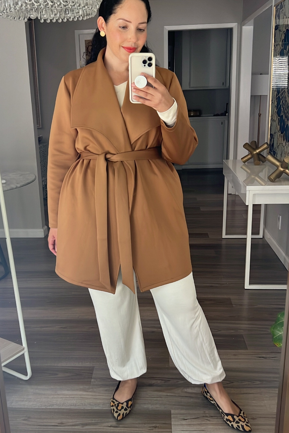 Shawl collar draped collar knit jacket, luxe French terry jogger pant, luxe French terry v-neck sweatshirt, Rothy’s leopard big cat flats.

Wearing size L in the jacket, runs true to size. Wearing size L in the jogger, runs a size big, size L in the sweatshirt, true to size. 

#falloutfit #traveloutfit #workoutfit #polished #chic 

#LTKover40 #LTKFind #LTKmidsize