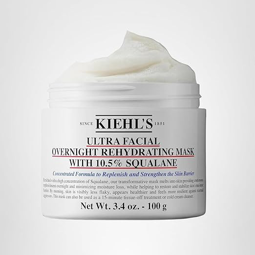 Kiehl's Ultra Facial Overnight Hydrating Face Mask with 10.5% Squalane, Deeply Hydrates Skin & St... | Amazon (US)