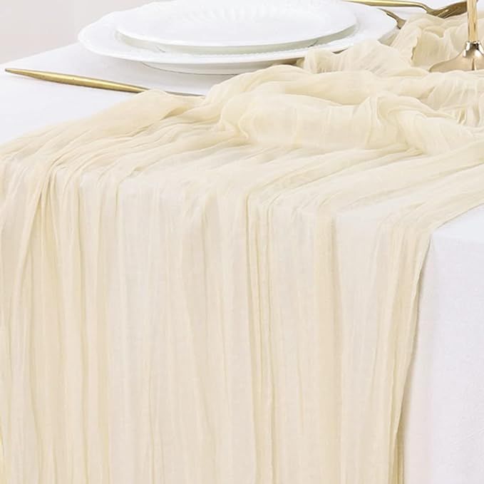 Socomi Cheesecloth Table Runner 10ft Gauze Boho Rustic Beige Cheese Cloth Table Runner for Weddin... | Amazon (US)