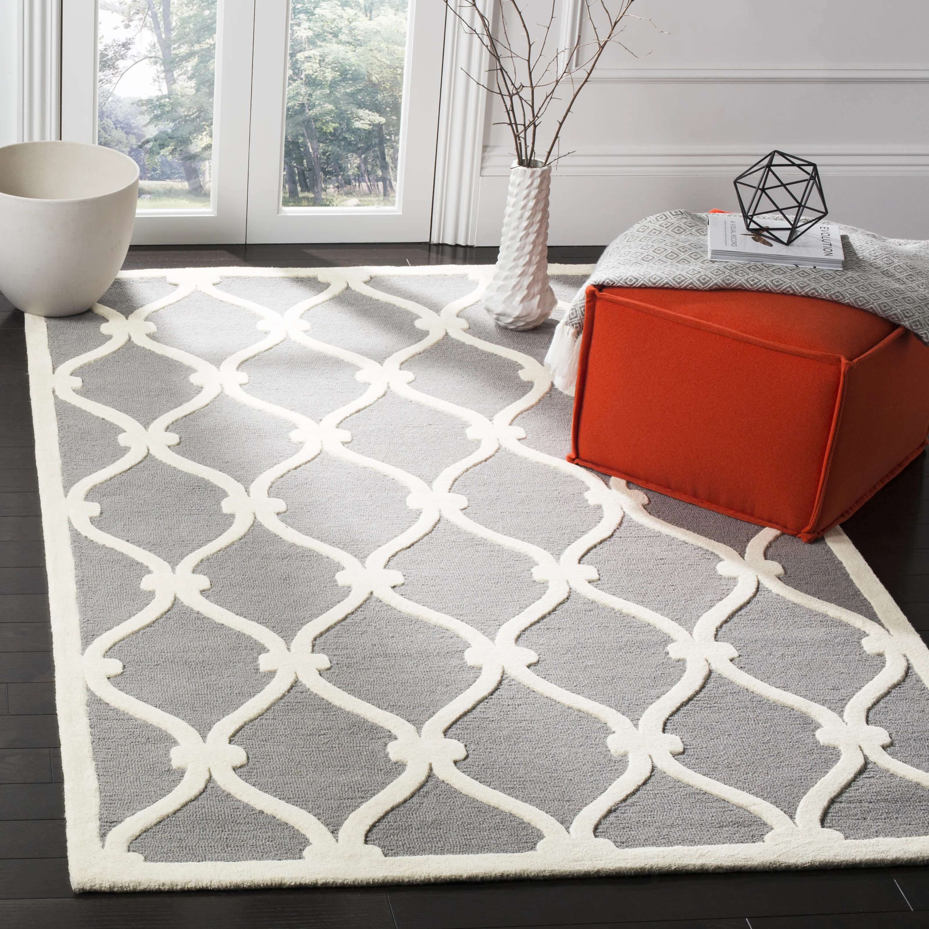 Wyoming Geometric Wool/Cotton Gray Area Rug | Wayfair North America