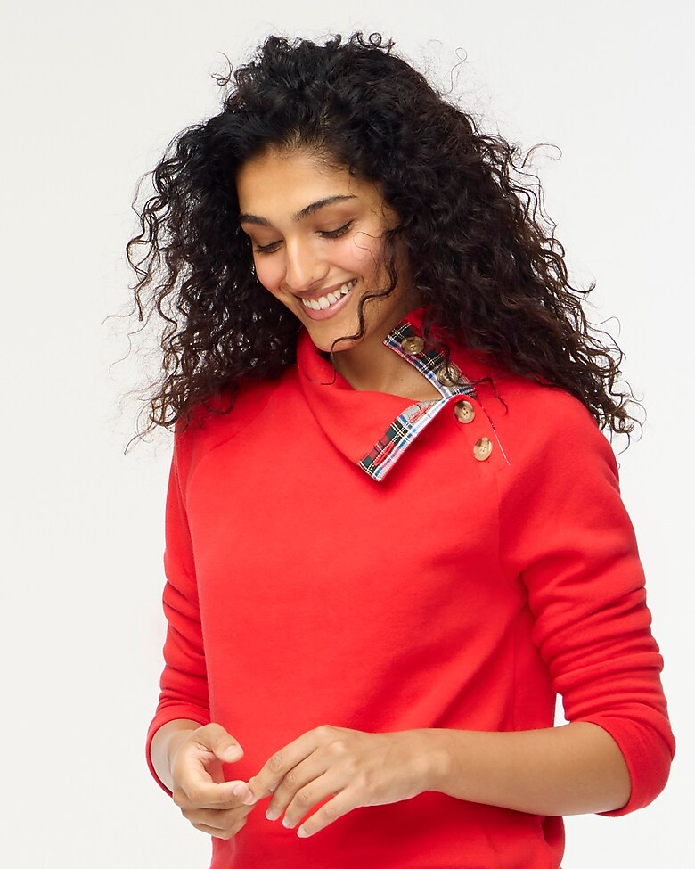 Wide button-collar pullover sweatshirt | J.Crew Factory