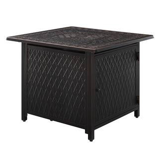 Cartney 32 in. W x 32 in. L Outdoor Square Aluminum LPG Fire Pit | The Home Depot