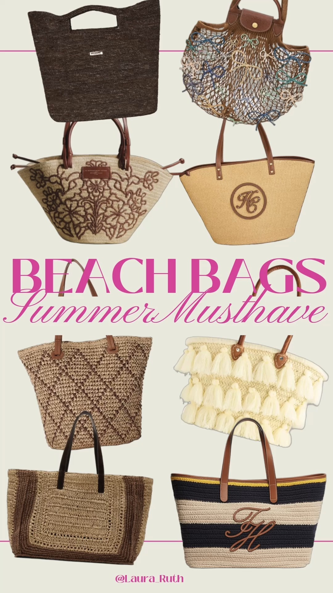 Beach bag season is here 🌊👜 From woven totes and raffia handbags to crochet carryalls and straw beach bags, these are the summer styles I'm loving. Perfect for pool days, beach days, weekend getaways, and vacations. Which one is your favourite? vacation outfits beach, summer outfits, travek outfits 

 #LTKuk #LTKsummer #LTKtravel