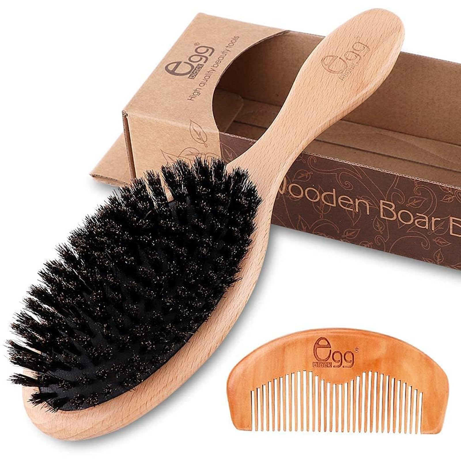 BLACK EGG Boar Bristle Hair Brush Soft Natural Bristles for Women Men Kid for Thin and Fine Hair ... | Amazon (US)