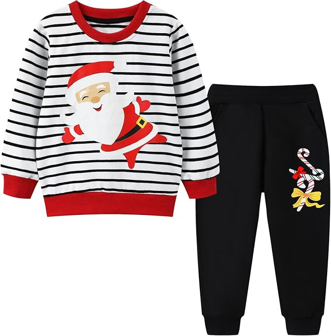 HILEELANG Toddler Boys Winter Clothes Set, 2-Piece Sweatshirt & Pants Long Sleeve Cotton Outfit f... | Amazon (US)