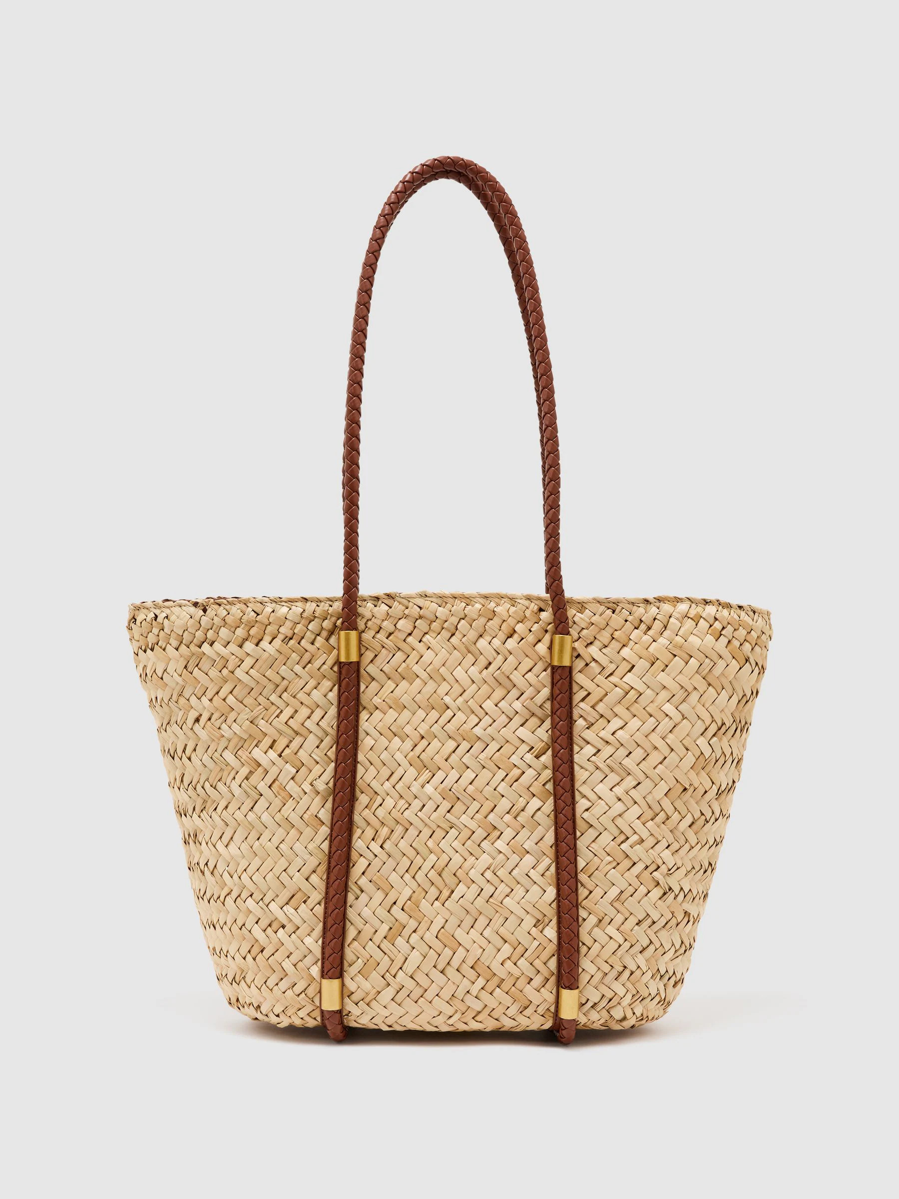 Reiss Reiss Natural Rubina Raffia-Effect Braided-Strap Tote Bag | Next US