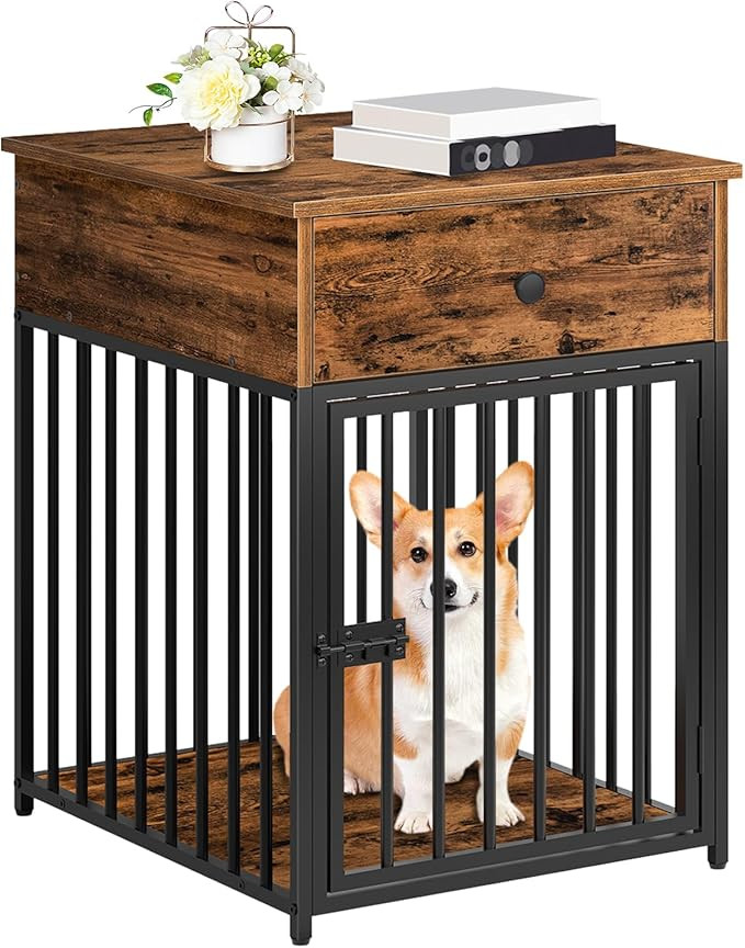 HOOBRO Dog Crate Furniture, Wooden Dog House, Decorative Dog Kennel with Drawer, Indoor Pet Crate... | Amazon (US)