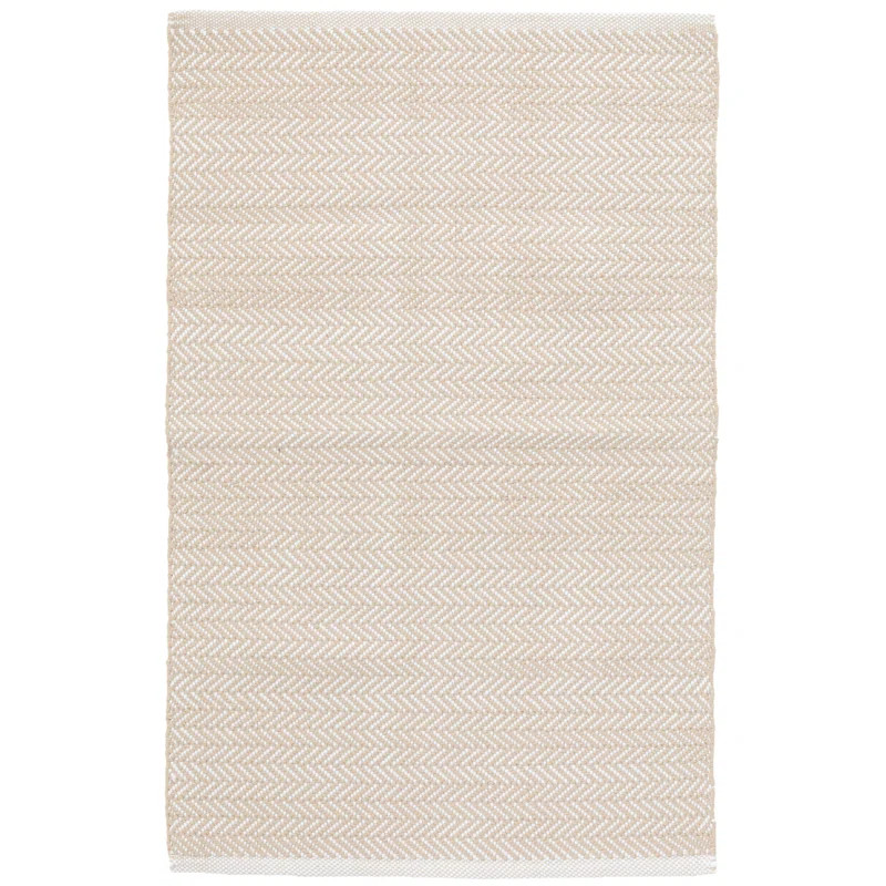 Herringbone Linen/White Handwoven Indoor/Outdoor Rug | Wayfair North America