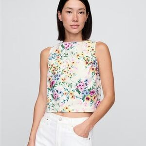 GAP Denim Floral Crop Shell Tank Top Size XL | Poshmark