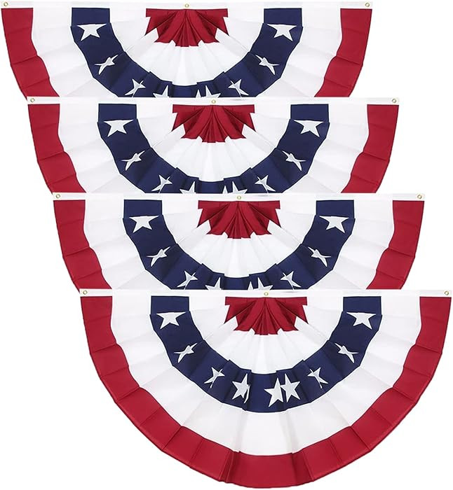 3x6 Ft American Pleated Fan Flag (Set of 4) \u2013 Patriotic Half Fan Bunting, 4th of July Memori... | Amazon (US)