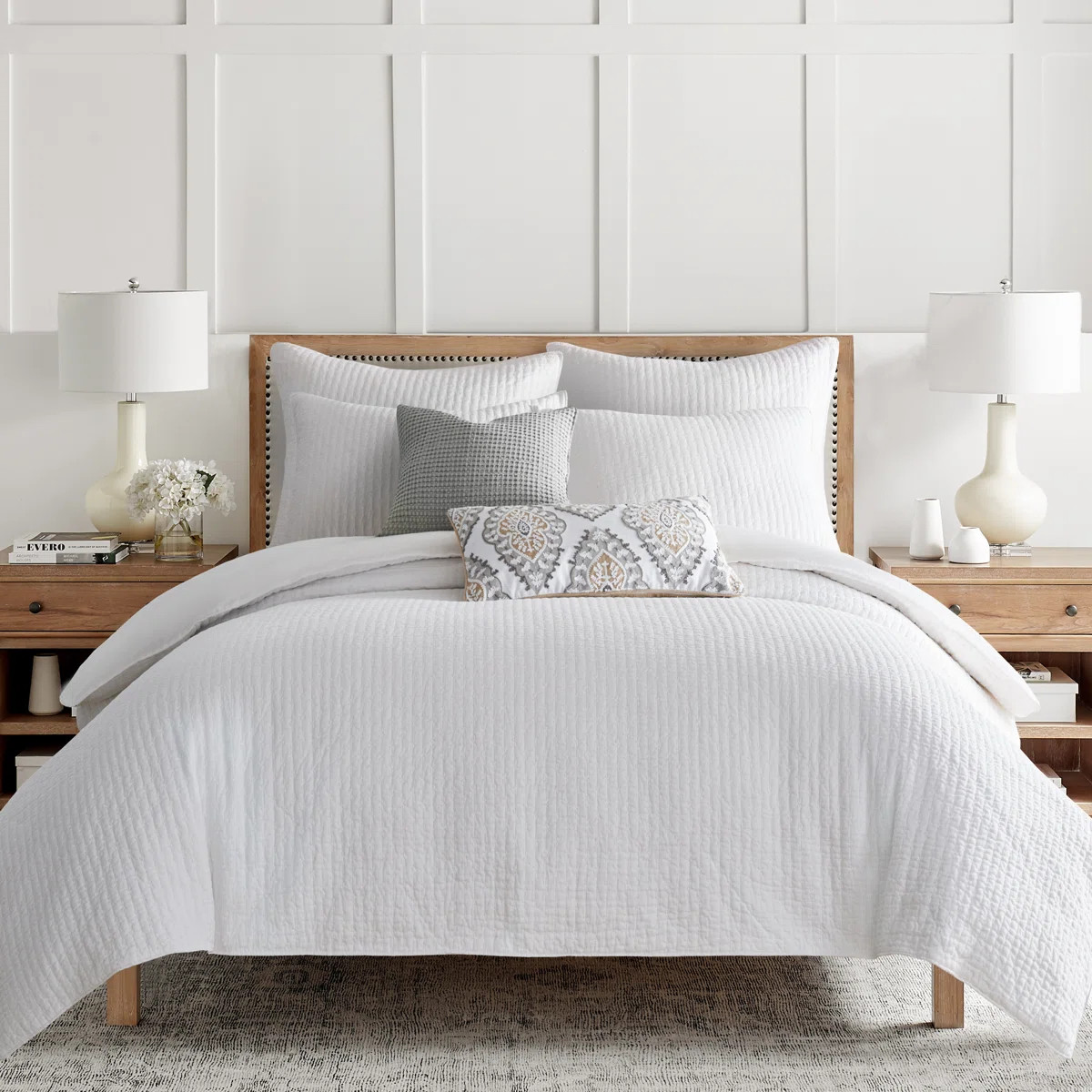 Cross Stitch Bright White Full/Queen Comforter Set | Wayfair North America