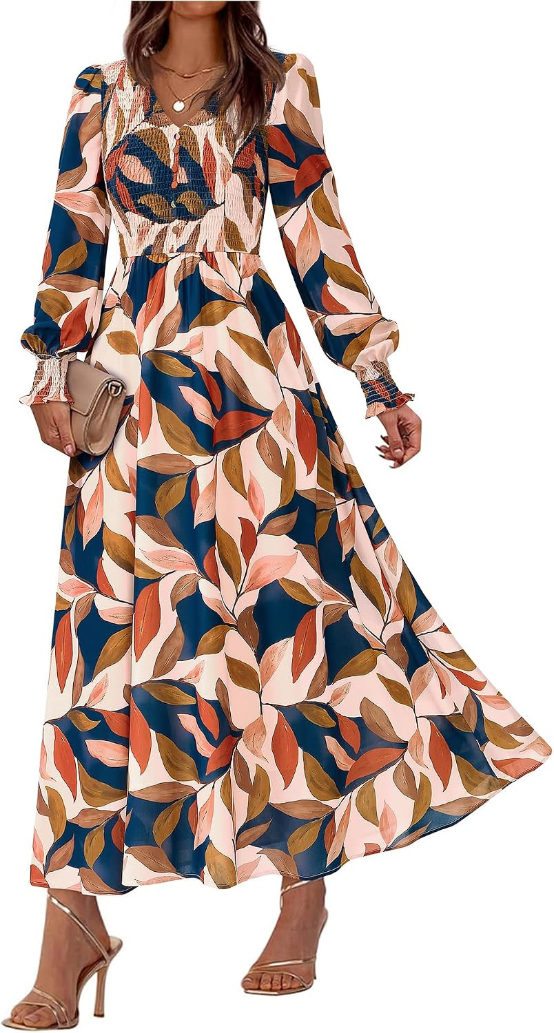 BTFBM Women Fall Wedding Guest Dresses 2026 Floral Boho Maxi Dress | Amazon (US)