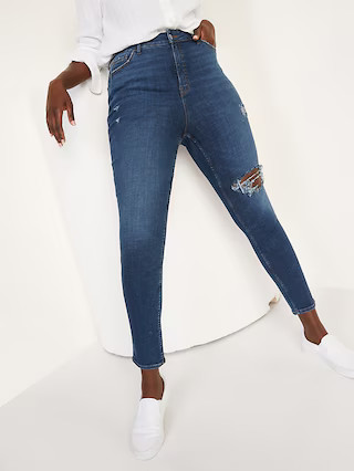 Extra High-Waisted Rockstar 360° Stretch Super Skinny Ripped Jeans for Women | Old Navy (US)