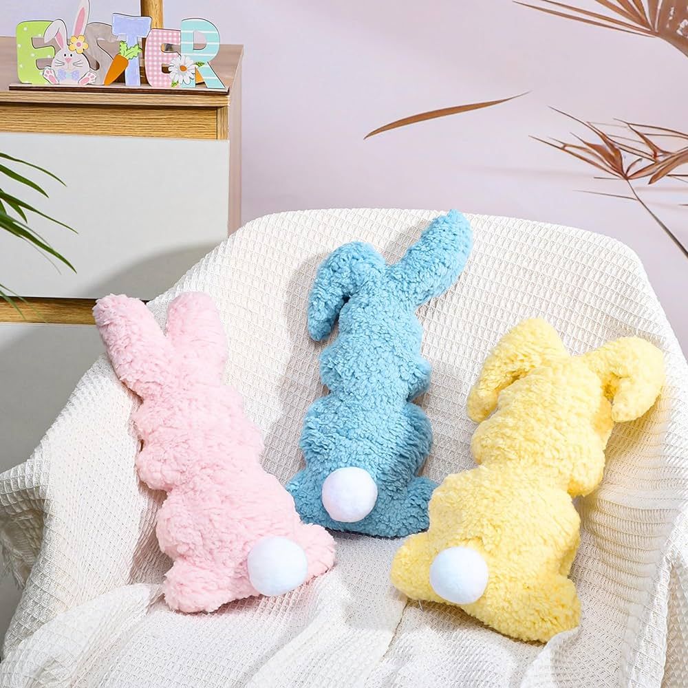 3 Pcs Easter Buuny Throw Pillows, 11.8 Inch Soft Rabbit Shaped Pillow Cushion Plush Happy Easter ... | Amazon (US)