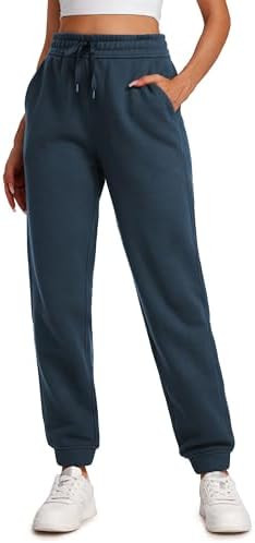 CRZ YOGA Cotton Fleece Lined Sweatpants Women High Waisted Warm Casual Lounge Jogger Pants with P... | Amazon (US)