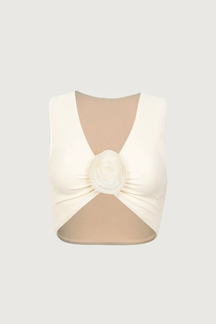 Rose Tank Top (Faux Suede Cream/Cream) | SAME