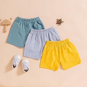 3 Pack Baby Boy Shorts Solid Cotton Short with Drawstring Casual Summer Bottoms Pants | Amazon (US)