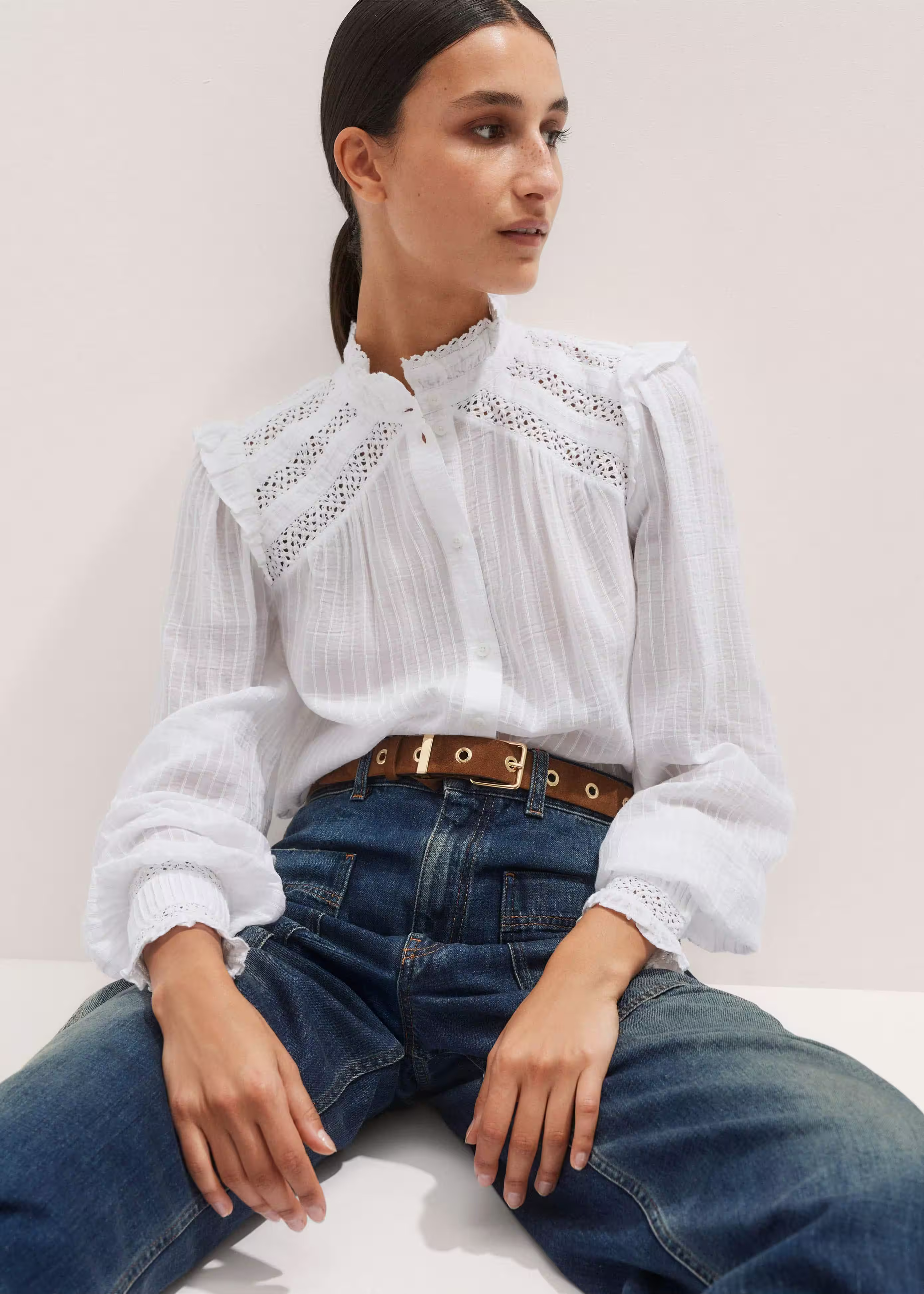 Detailed Trim Blouse Cotton + Lace | ME+EM US