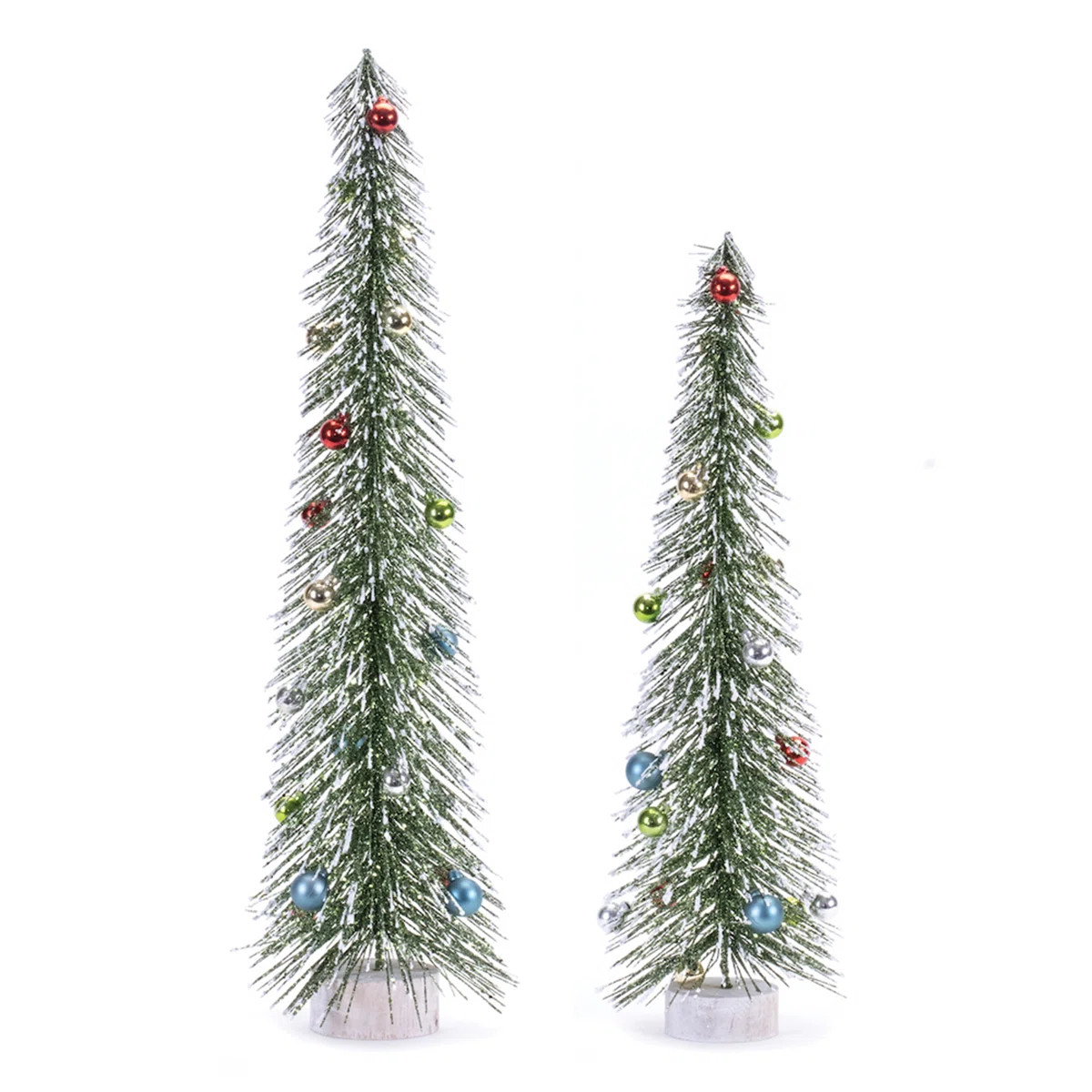 Glittered Bottle Brush Tree with Ornaments (Set of 2) | Wayfair North America