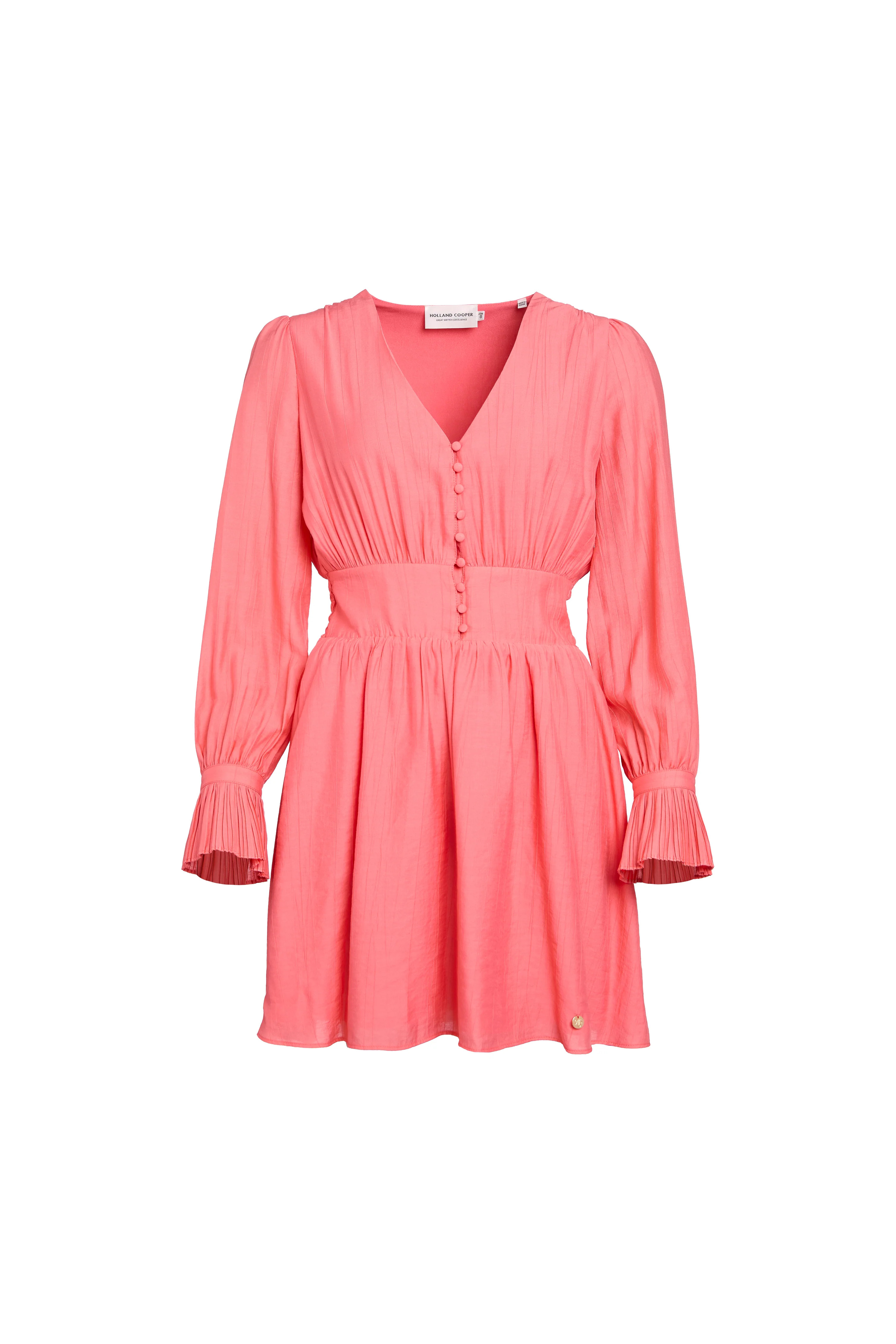 Phoebe V-Neck Mini Dress (Coral) | Holland Cooper