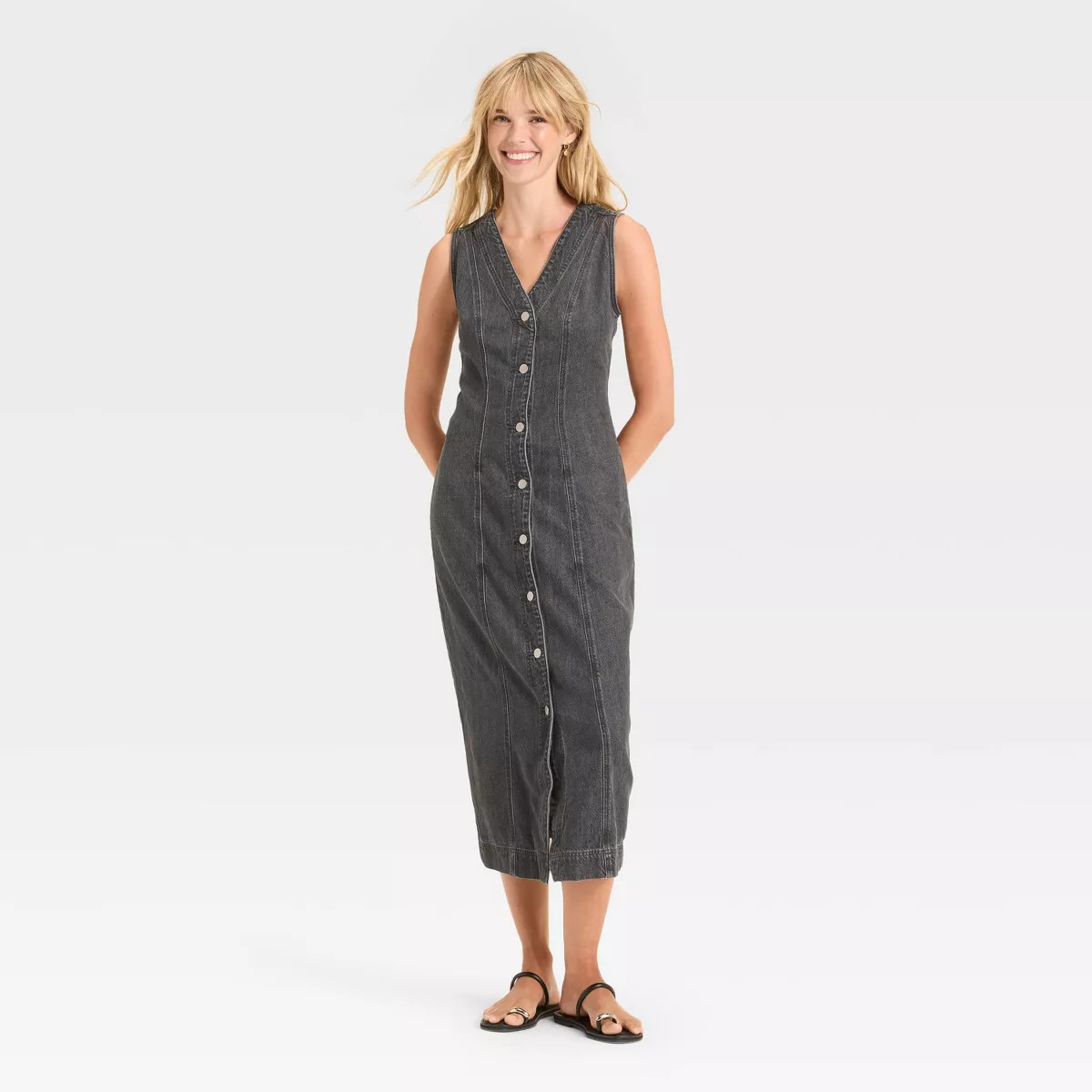 Women's Denim Button-Down Ankle Dress - Universal Thread™ | Target