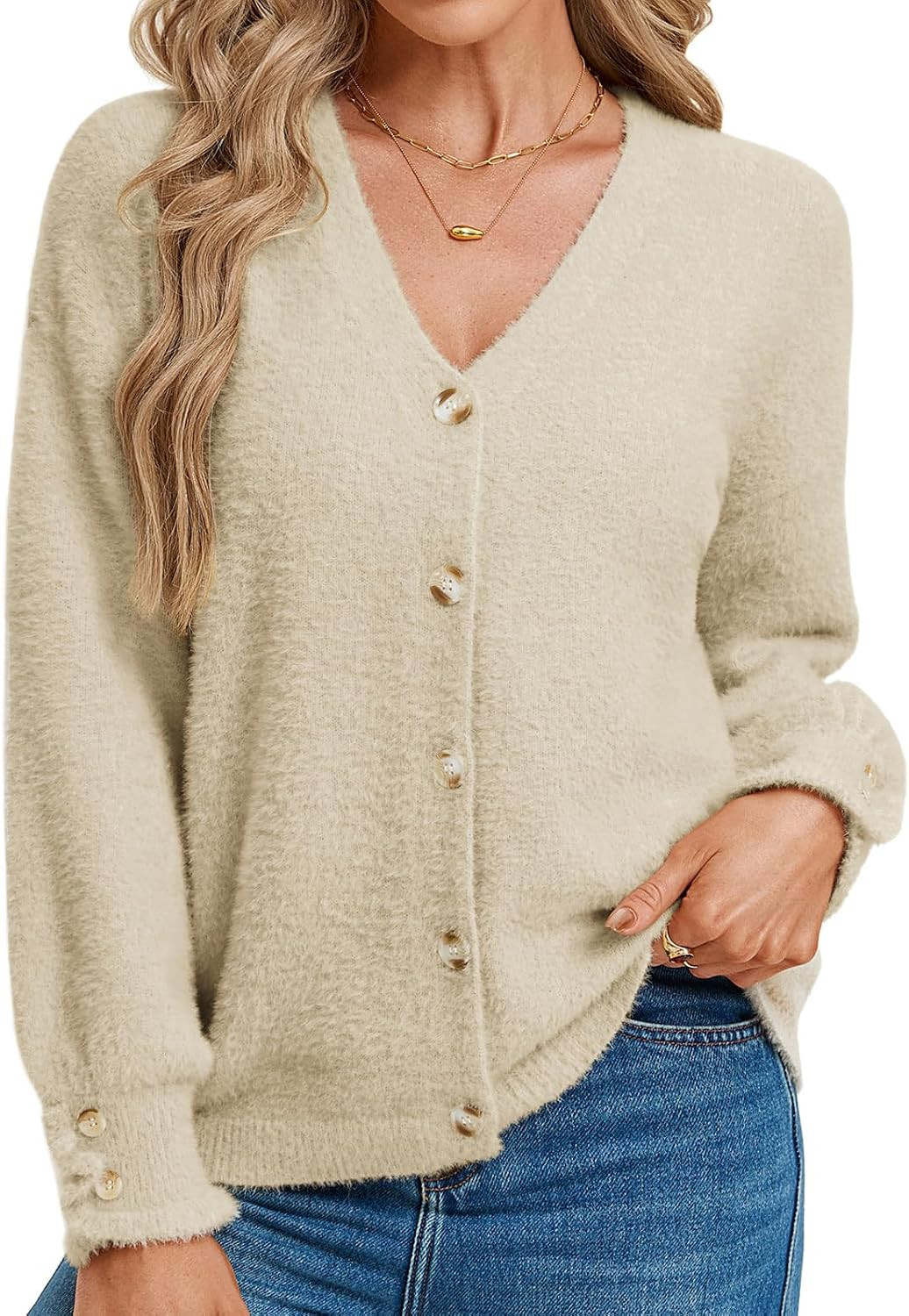GRACE KARIN Women Fuzzy Cardigan Sweaters, Chunky Wool Blend Fall Cardigan | Amazon (US)