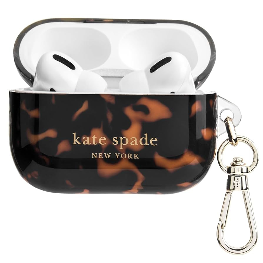kate spade new york AirPods Pro Protective Case with Keychain Ring - Tortoiseshell, Compatible wi... | Amazon (US)