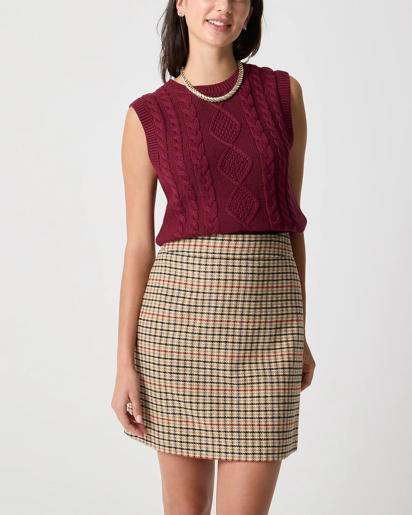 Plaid wool-blend A-line mini skirt | J.Crew Factory
