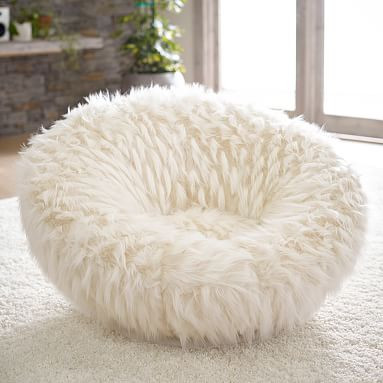 Winter Fox Faux-Fur Groovy Swivel Chair | Pottery Barn Teen