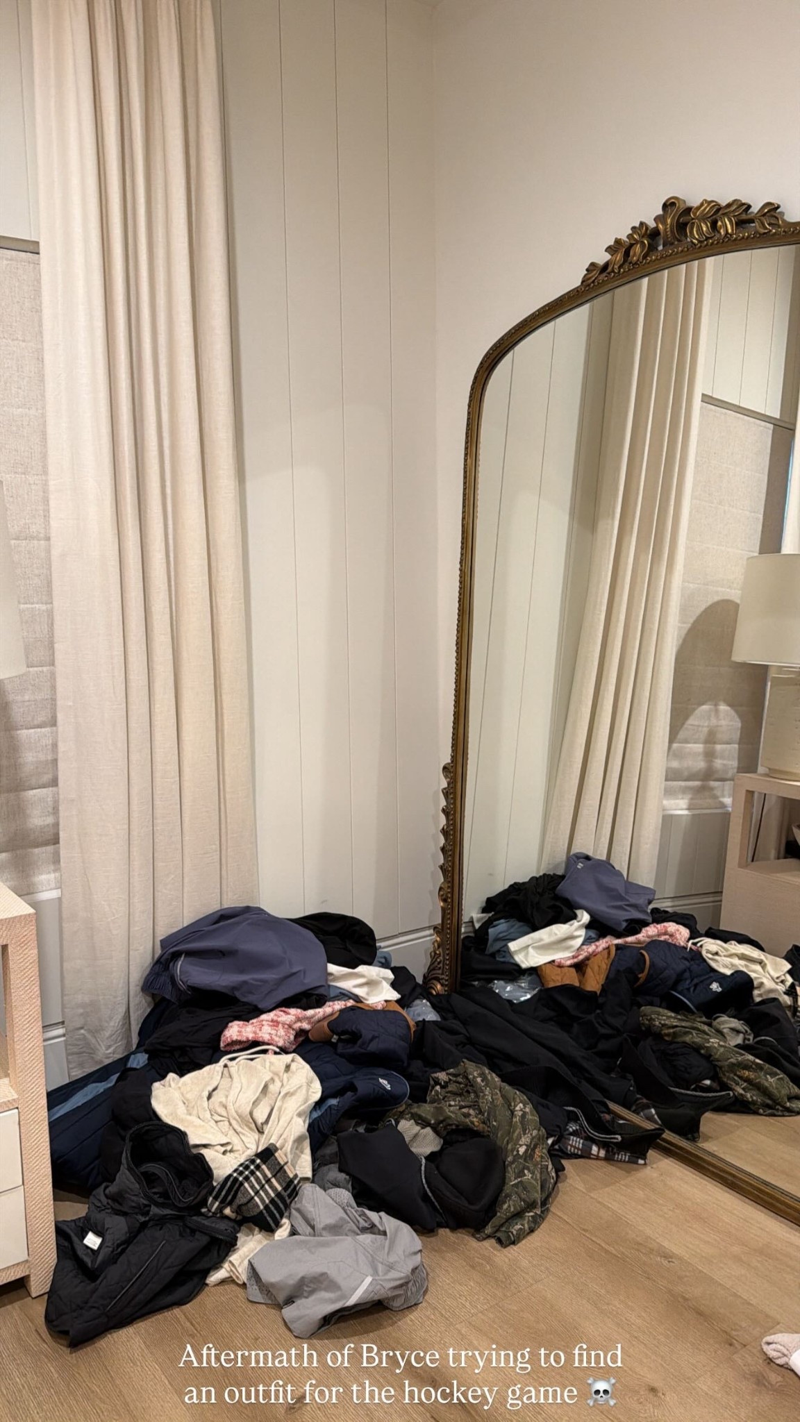 Aftermath of Bryce trying to find an outfit for the hockey game ☠️