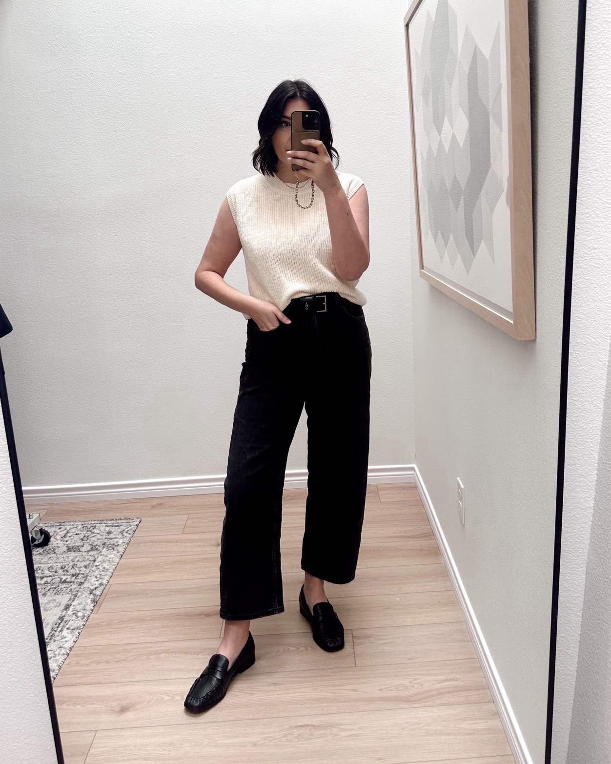 Hands down my favorite pair of denim from Spanx. Again, thicker fabric but still very much denim. Very stretchy and I runs generous. This is the large and a medium would fit me better. This is the regular length as well. The barrel shape is there but not exaggerated at all, which makes them easier to wear. 10/10. Super flattering, super comfortable. 

 