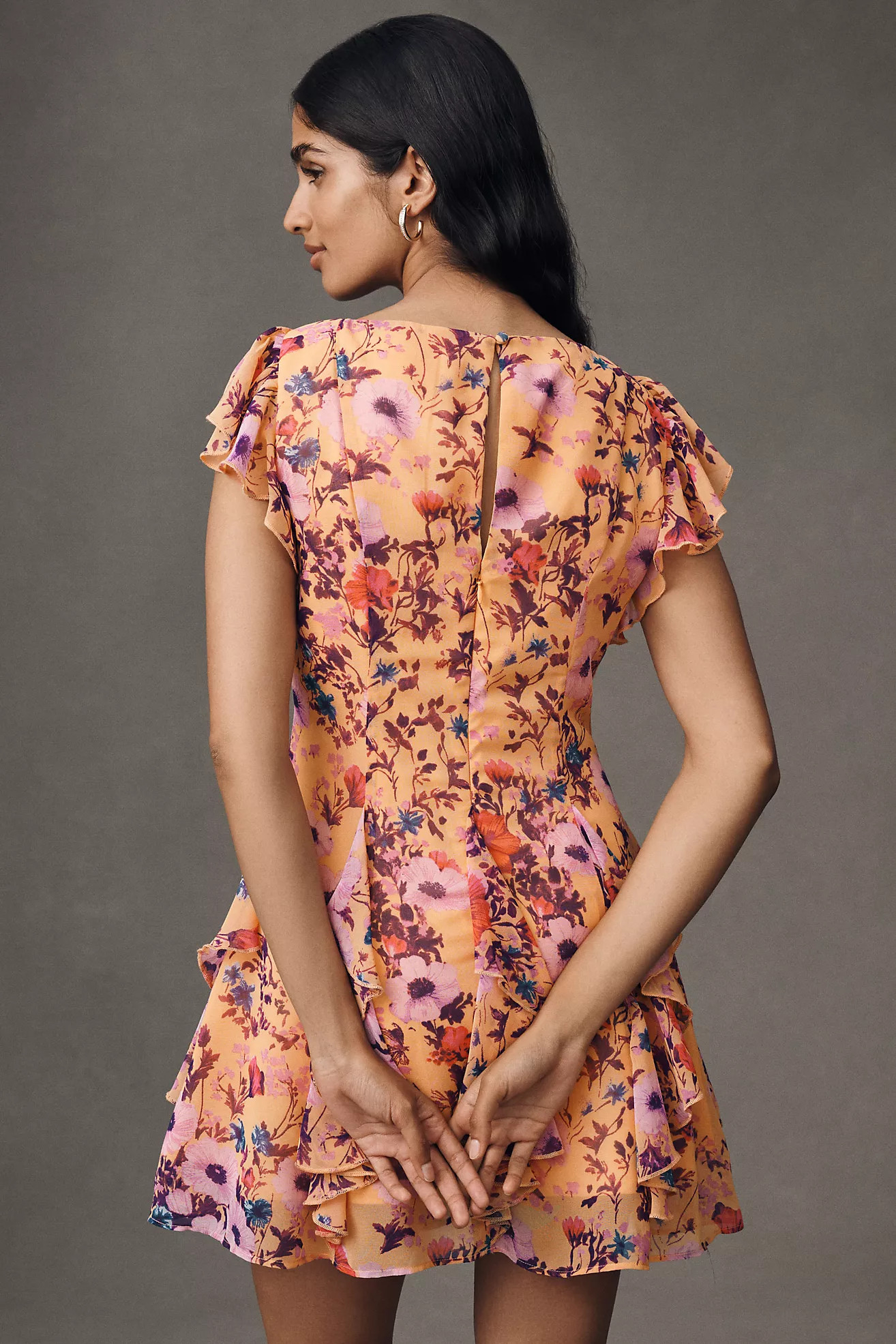 BHLDN Sleeveless Ruffled Chiffon Mini Dress | Anthropologie (US)