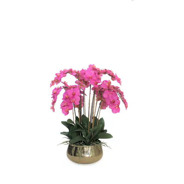 Phalaenopsis Orchids Floral Arrangement in Gold Planter - 18"L x 18''W x 28"H - White | Bed Bath & Beyond