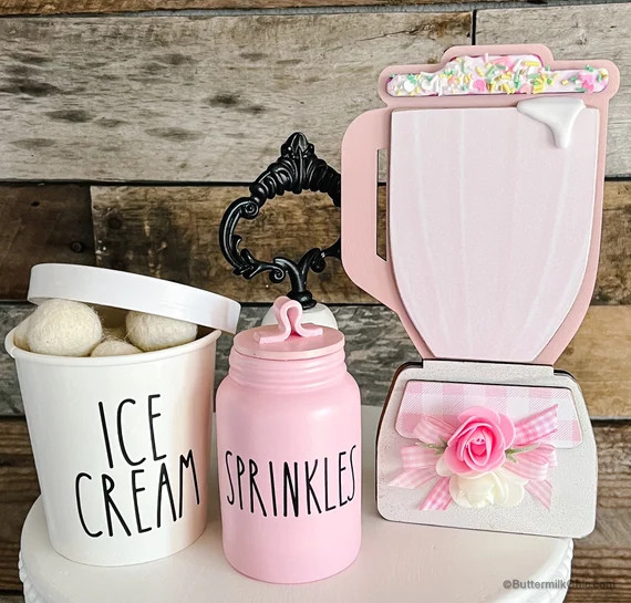 Wood Blender Milk Shake  Decor Extra Embellished | Tiered Tray Decor | Ice Cream Decor | Tier Tra... | Etsy (US)