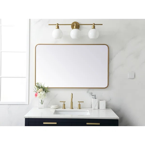 Sabine Metal Rounded Rectangle Wall Mirror | Wayfair North America