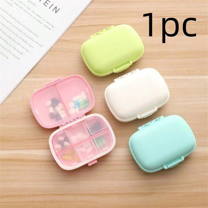 1pc Pure White Daily Pill Organizer 8 Compartments Portable Pill Box Travel Medicine Storage Box ... | SHEIN