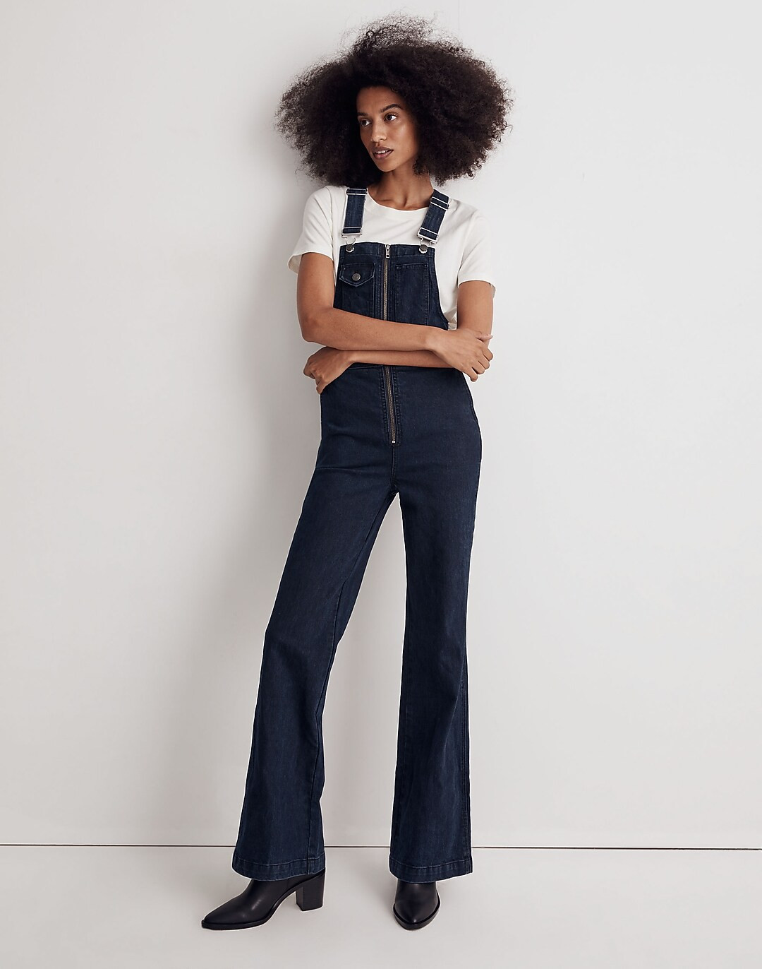 High-Rise Loose Flare Overalls in Ashlane Wash | Madewell
