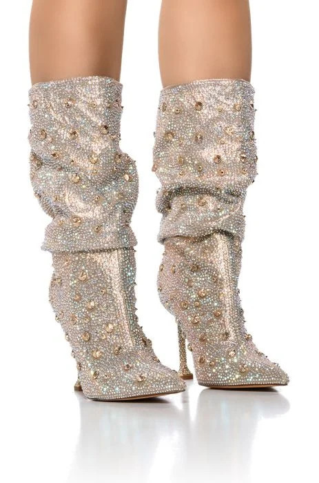 AZALEA WANG BEVERLY HILLS GOLD EMBELLISHED BOOT | AKIRA